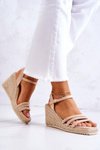 Suede Wedge Sandals Beige Louisiana