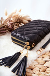 Large Quilted Wallet with Zips Black