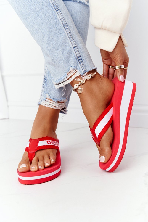 Women's Wedge Sliders Flip-Flops Big Star HH274A095 Red