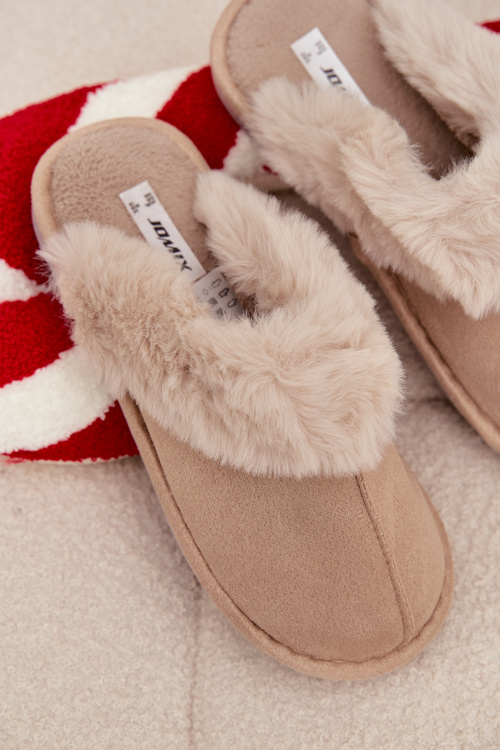 Women's slippers with beige fur Carisse