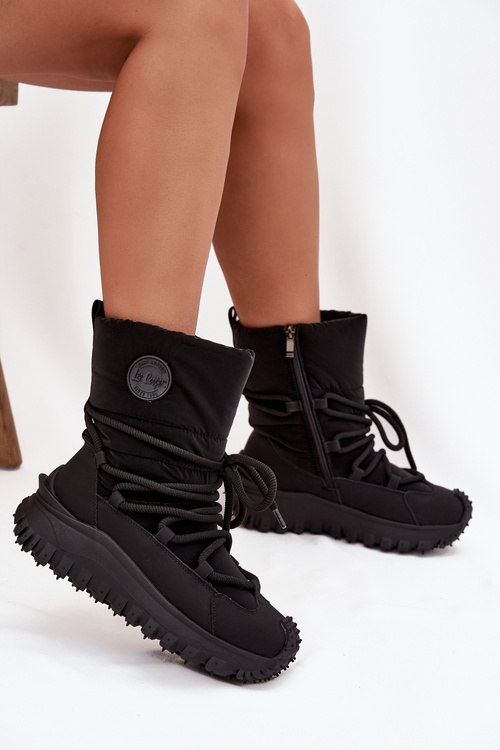 Leather Snow Boots on Platform Lee Cooper LCJ-25-12-3660 Black