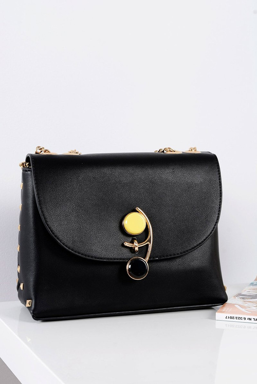 Stylish Black Women's Handbag Letter Bag Gold Chain
