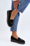 Women's Black Platform Moccasins Railav