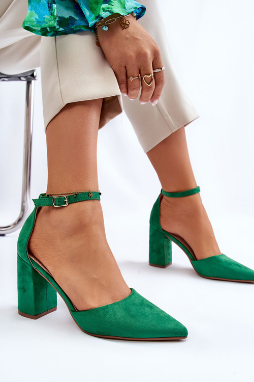 Suede Heel Pumps Green Lexie