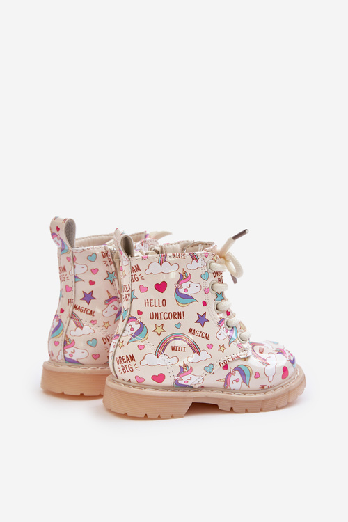 Children's insulated boots with zipper unicorns beige Tiptop