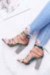 Women's Stiletto Sandals With Zircons Petrol Tie Everything
