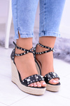 Women's Black Sandals Studded Jet Espadrilles Mariko