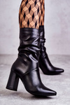 Leather Boots On High Heel Laura Messi 2560 Black