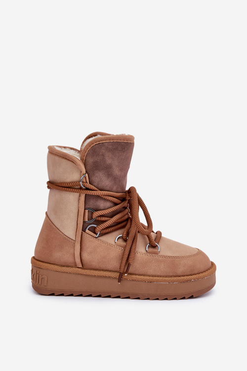 Damskie Śniegowce Z Wiązaniem Na Platformie Camel D.Franklin DFSH370013