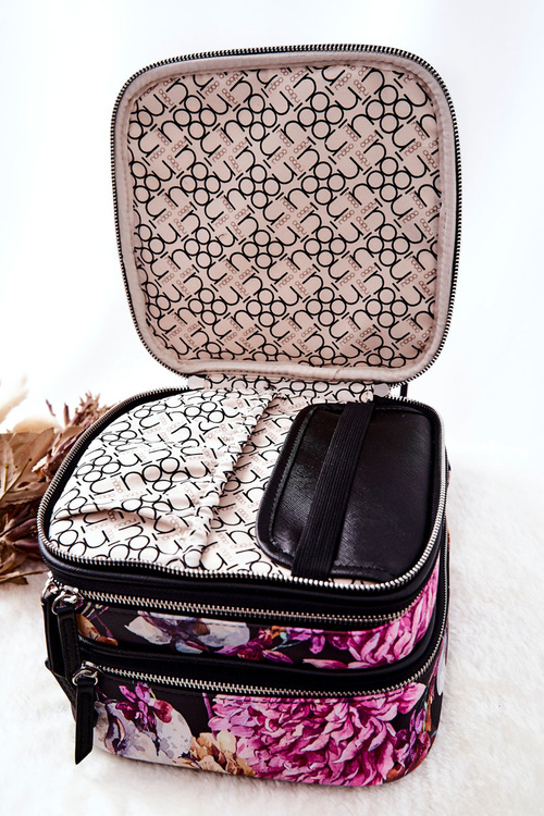 Large Cosmetic Case NOBO Flowers NOBO L0020-CM04 Black