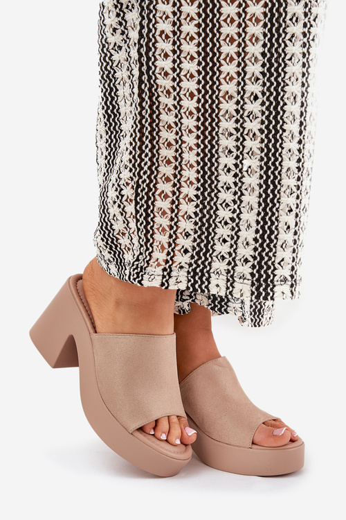 Women's Sandals On Heels And Platform Khaki Omeisa