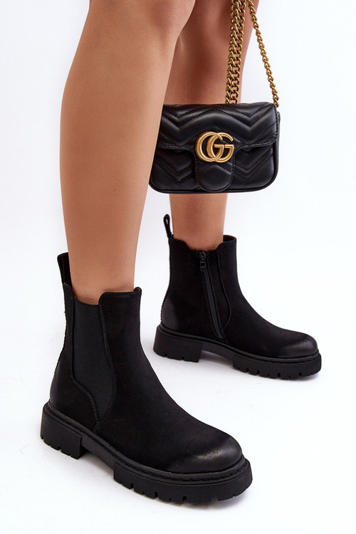 Women's Lined Zip-Up Ankle Boots Black Vesta