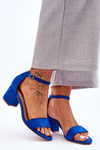 Suede Classic Low Heel Sandals Blue Honeymoon