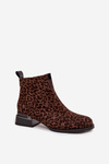 Ankle boots made of natural suede with leopard print D&A JC52-852 Brown