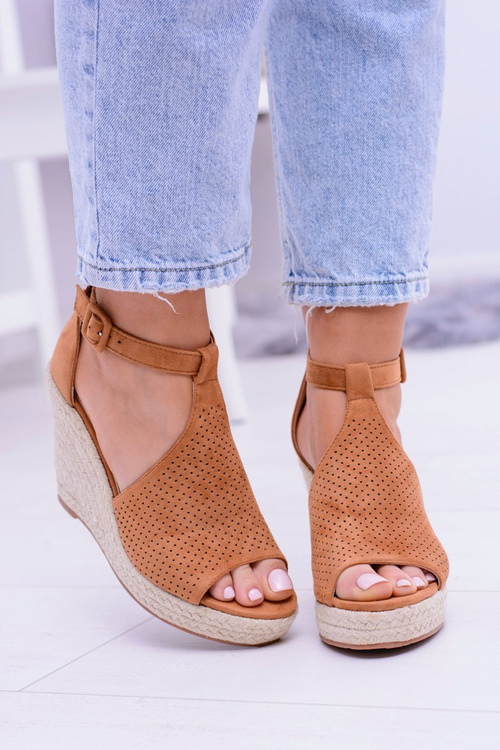 Suede Espadrilles Sandals On Anchor Camel Sunlast