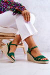 Suede Wedge Sandals Green Louisiana