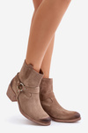 Suede Insulated Ankle Boots On Heel Beige Zazoo 60477