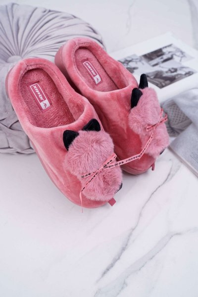 Ladies' Peeps With Fur Kitten Red Kitty