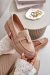 Women's eco suede moccasins with decoration beige Verindalle