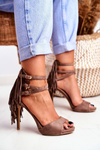 Women's Sandals On High Heel Taupe Gladiators Carnival