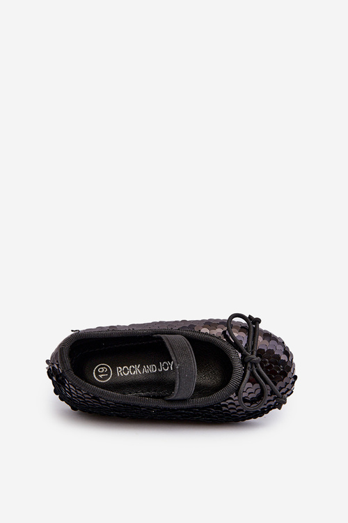 Children's Ballerina Flats Adorned with Sequins Black Weries