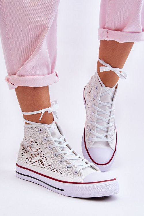 Women's Lace High Sneakers White Cornella
