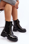 Lacquered Women's Work Boots Black Charmea