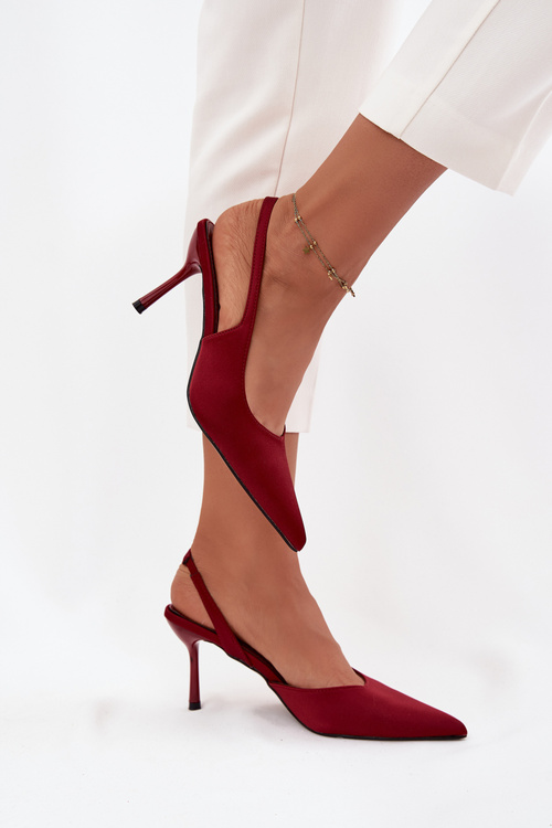 Szpilki Z Odkrytymi Piętami Bordowe Lenira