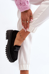 Women's Black Loafers With Chain Mevre