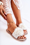 Women's Suede Slippers With Decoration White Giorgia
