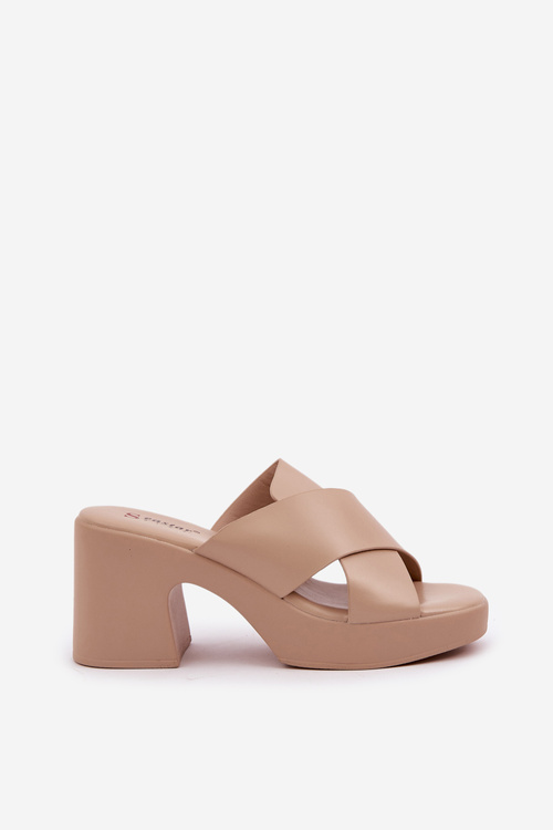 Light Heels Made Of Eco Leather Light Beige Kacaria