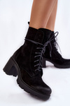 Suede Women's Boots On High Heel Black Rea