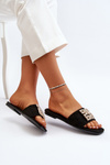 Women's Flat Sandals with Decoration Black Inaile