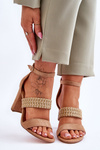 Suede Sandal With Braided Heel Strap Camel Roselia 