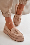 Women's eco suede moccasins with decoration beige Verindalle