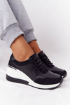 Ażurowe Skórzane Sneakersy Na Koturnie S.Barski Czarne