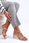 Women's Slippers With Decorative Zircons Silver Leyla
