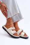 Women's Eco Leather Sandals with Buckles White Valmira