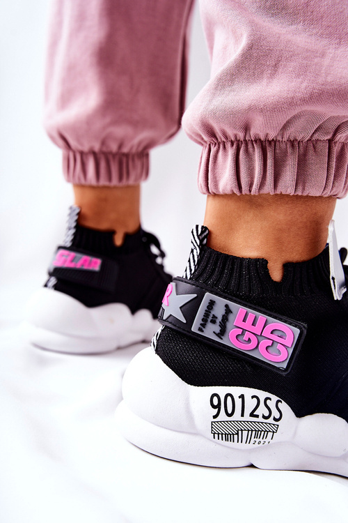 Sneakersy Sportowe Buty Wiązane Czarne Bubble Tea