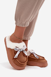 Women's slippers with fur and bow brown Fenella