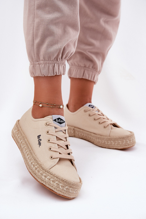 Women's Sneakers With Braiding Lee Cooper LCW-25-44-3215 Beige