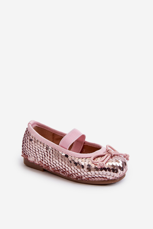 Kids' Ballerina Flats Adorned with Sequins Pink Weries