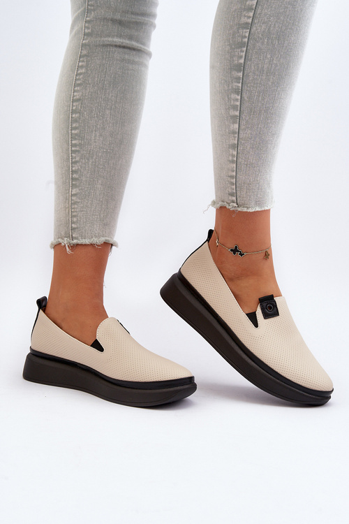 Women's Leather Espadrilles on Platform Beige Tigera