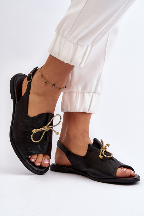 Leather Flat Sandals Zazoo 2898 Black