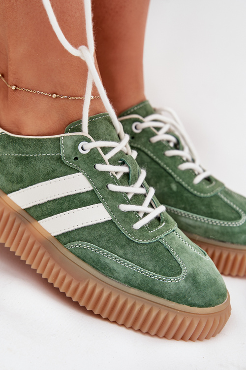 Women's Suede Sneakers On Platform Green Marisae