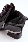 Lacquered Warm Laced Boots Black Cathrine