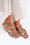 Women Sandals With Decoration Snake Eco Leather Artiker 56C1362 Golden
