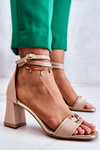Leather High Heel Sandals Laura Messi 2425 Beige