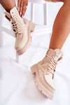 Women's Suede Boots Tied Beige Vanita