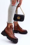 Women's Leather Boots with Ornament Brown Lusanna